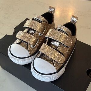 Converse Kids Glittery Gold Sneakers